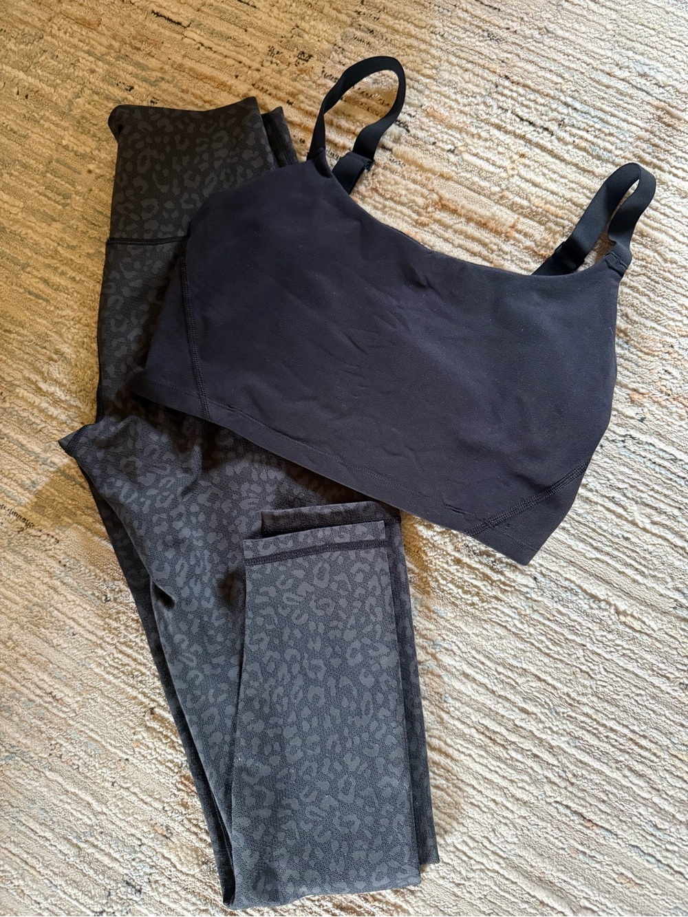 aerie Black Leopard-Print High-Waist Leggings with Black Bralette